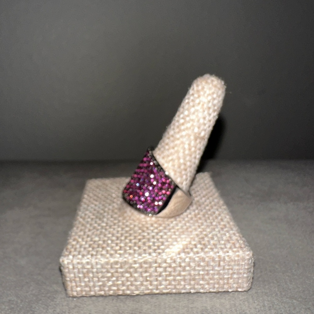 Pave Rhodolite Garnet 3/4" Wide Band Ring - Picture 5 of 13